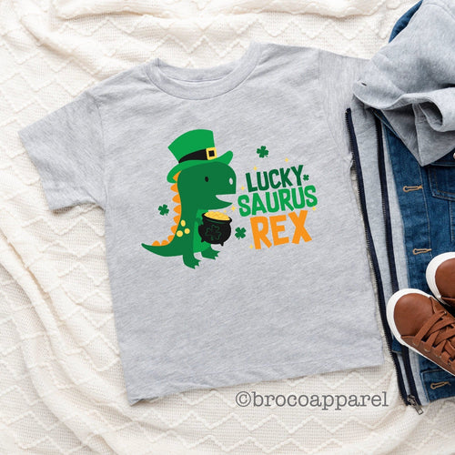 Luckysaurus Rex Shirt, Lucky Dinosaur Tee, Boy St Patricks Shirt, Boys St Paddy Shirt, Boy St Patty Shirt, Lucky Rex Shirt, Clover Shirt