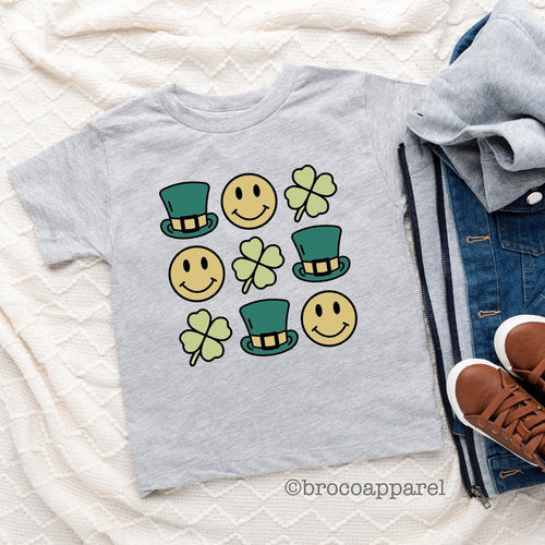 Leprechaun Shirt, Lucky Shirt, Smiley Face Shirt, Shamrock Shirt, St Patricks Shirt, Boys St Patrick Tee, Boys Lucky Shirt