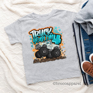 Truck Yeah Im 4, Four Birthday Shirt, Truck Birthday Shirt, Birthday Boy Shirt, Im 4 Shirt, Im Four Shirt, Fourth Birthday Shirt