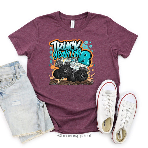 Boys 8th Birthday, Truck Yeah Im 8, 8 Birthday Shirt, Monster Truck Shirt, Eight Shirt, Eighth Birthday, Boys 8 Shirt, Truck Birthday Shirt