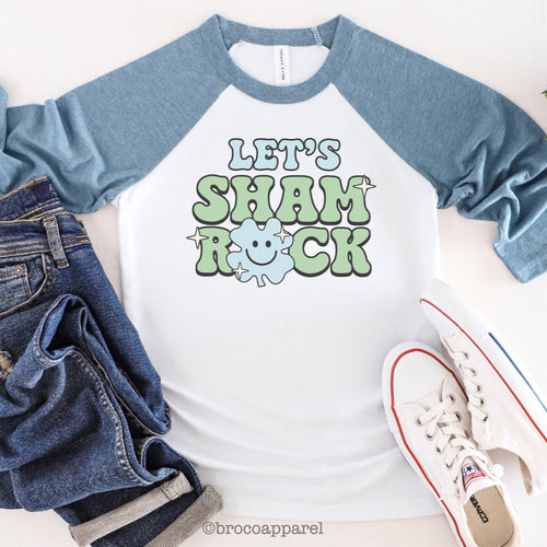 Lets Shamrock Boys St Patricks Day Raglan Shirt