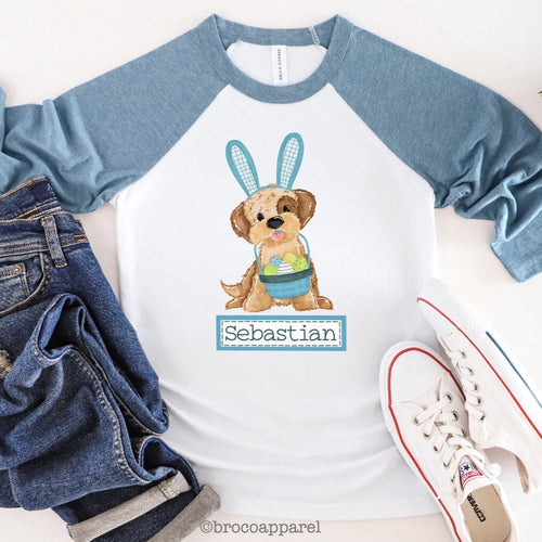 Boys Personalized Easter Bunny Raglan Shirt