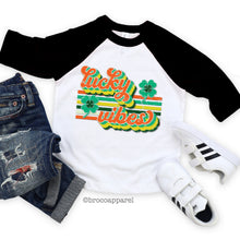 Load image into Gallery viewer, Boys Lucky Vibes St Patricks Day Raglan Shirt