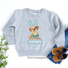 Load image into Gallery viewer, Boys Easter Crewneck Sweatshirt, Easter Bunny Sweatshirt, Toddler Easter Crewneck, Cute Easter Sweatshirt, Boys Easter Outfit