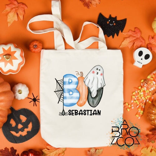 Trick Or Treat Bag - Boys Candy Bag - Halloween Tote Bag - Personalized Tote - Halloween Name Bag - Kids Candy Bag