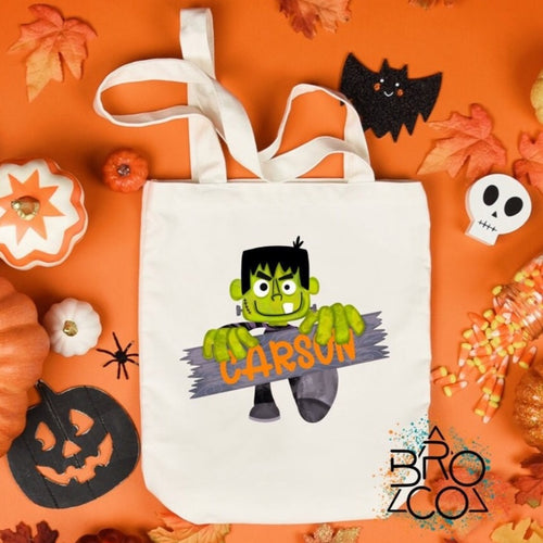 Trick Or Treat Bag - Boys Candy Bag - Halloween Tote Bag - Personalized Tote - Halloween Name Bag - Kids Candy Bag - Toddler Candy Bag