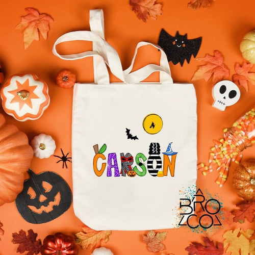 Trick Or Treat Bag - Personalized Tote - Halloween Tote Bag - Kids Candy Bag - Halloween Candy Bag - Personalized Tote Bag
